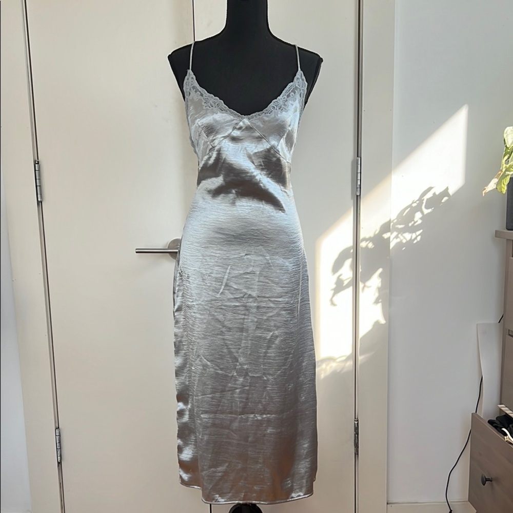 Urban Outfitters Silver Midi Slip Dress